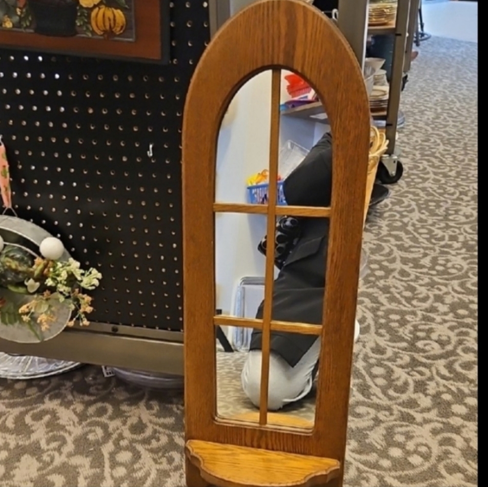 RARE Wall Window pane Sheff Glass Mirror Solid Oak See Comparions